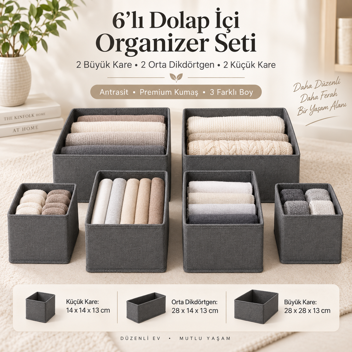 6’lı Premium Çekmece & Dolap Düzenleyici Set