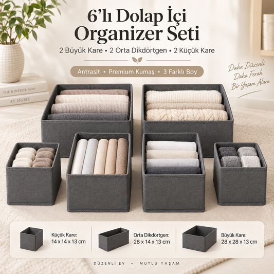 6’lı Premium Çekmece & Dolap Düzenleyici Set