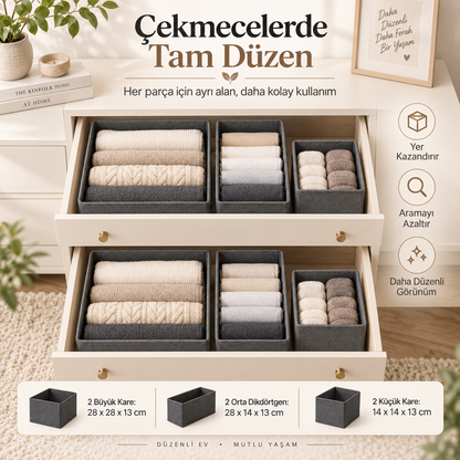 6’lı Premium Çekmece & Dolap Düzenleyici Set