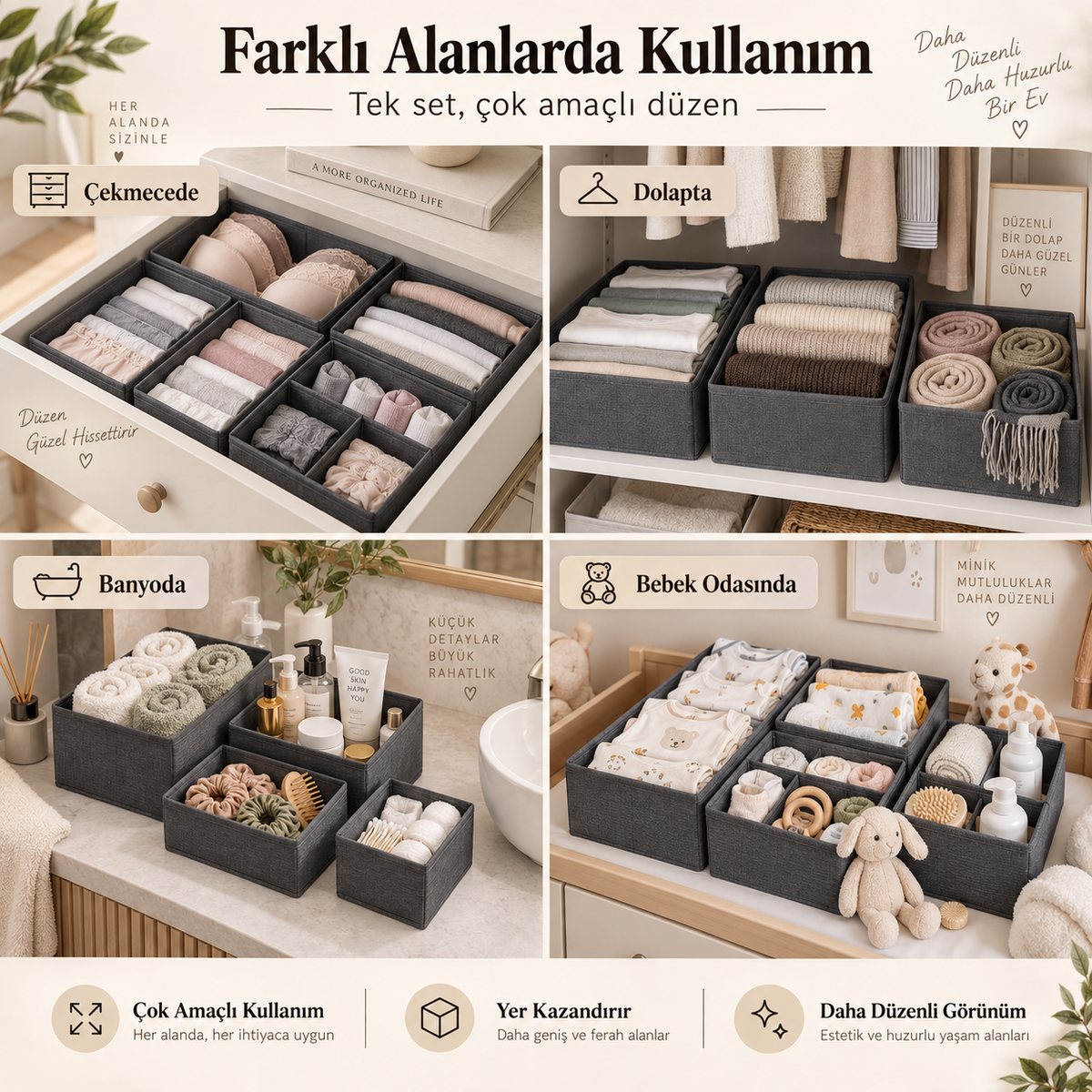 6’lı Premium Çekmece & Dolap Düzenleyici Set