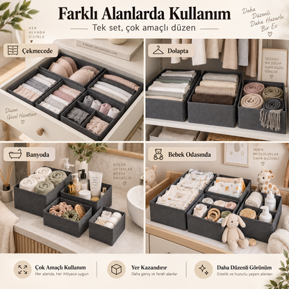 6’lı Premium Çekmece & Dolap Düzenleyici Set
