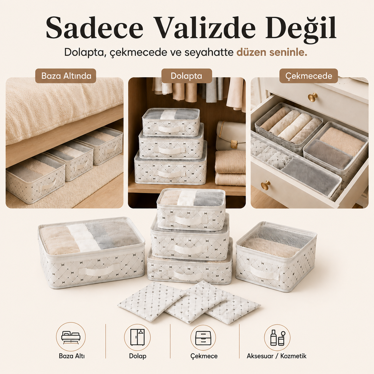 6’lı Çok Amaçlı Valiz, Dolap ve Çekmece Düzenleyici Set