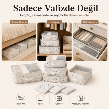 6’lı Çok Amaçlı Valiz, Dolap ve Çekmece Düzenleyici Set