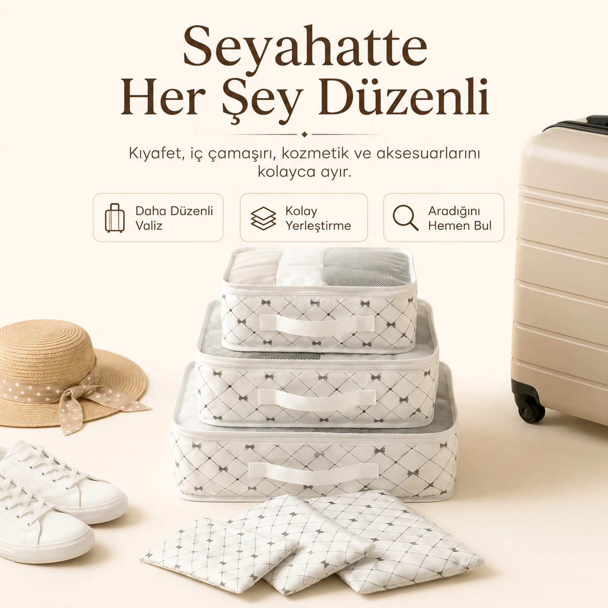 6’lı Çok Amaçlı Valiz, Dolap ve Çekmece Düzenleyici Set