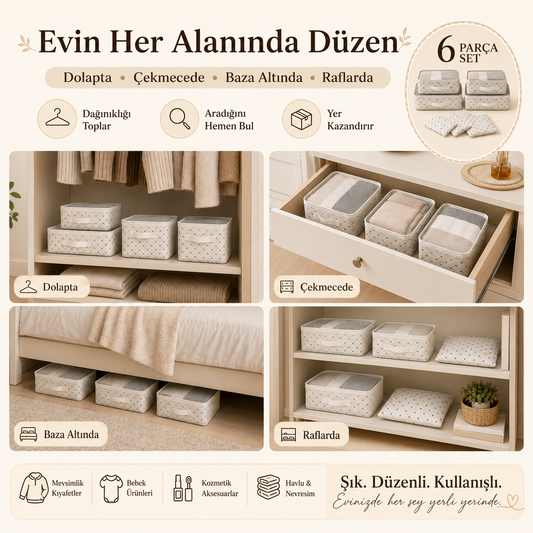 6’lı Çok Amaçlı Valiz, Dolap ve Çekmece Düzenleyici Set