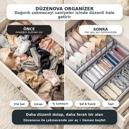 Düzenova 3’lü Düzen Kutusu | Daha Düzenli Dolaplar İçin Pratik Organizer
